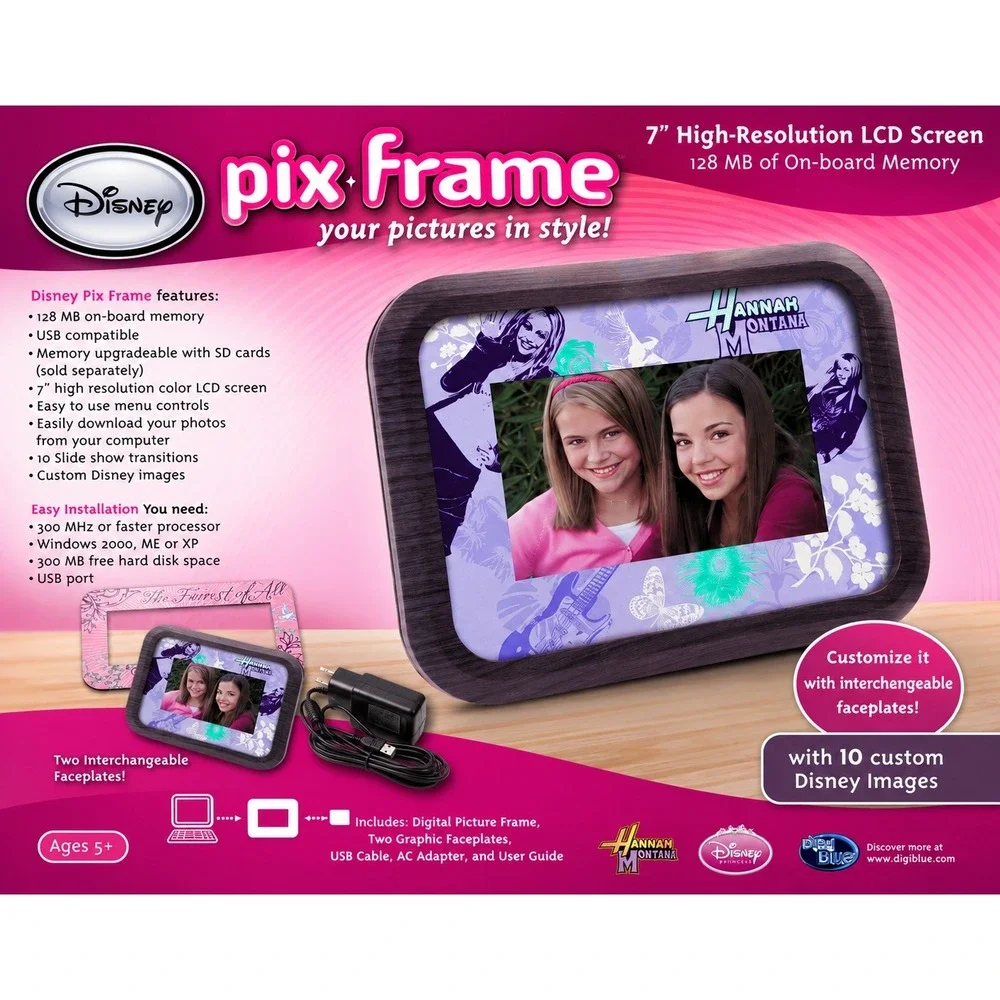 Disney‎ Hannah Montana Pix Frame 7in Digital Photo Frame 128MB SD Slot Pink